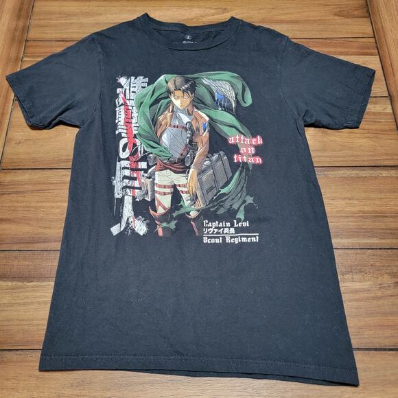 Attack On Titan Black Unisex Tee Captain Levi Scout Regiment - Size Size Small - Picture 1 of 3